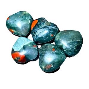 New Natural Rare Natural Bloodstone Crystal Red Green Small Heart Pocket Stone